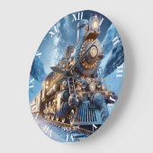 ファンタジー汽車冬 ラージ壁時計 (傾斜)