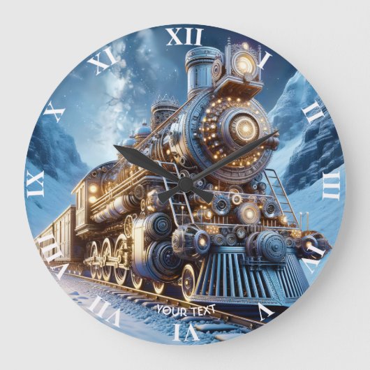 ファンタジー汽車冬 ラージ壁時計 (正面)