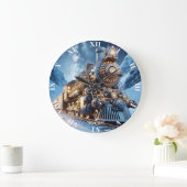 ファンタジー汽車冬 ラージ壁時計 (ホーム)