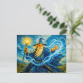 ファンタジー油芸術の中で光を放つ魔導師 シーズンポストカード (スタンド正面)