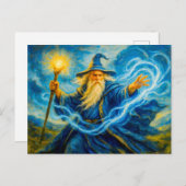 ファンタジー油芸術の中で光を放つ魔導師 シーズンポストカード (正面/裏面)