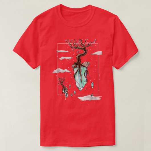 ファンタジー浮カッコいい動結晶桜ツリーアイランズ Tシャツ (デザイン正面)