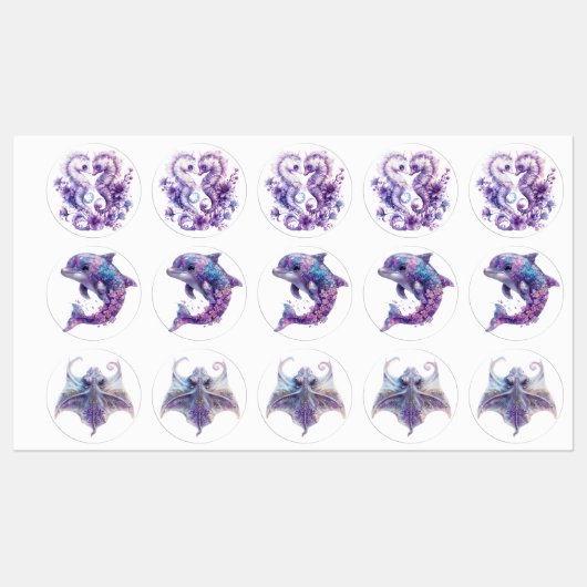 ファンタジー海動物 ラベル (シート)