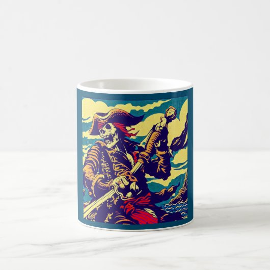 ファンタジー海賊アニメ – Woodcut 1 コーヒーマグカップ (中央)