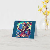 ファンタジー海賊アニメ – Woodcut 2 カード (黄色い花)