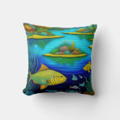 ファンタジー湖フィッシュアート クッション (正面)