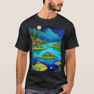 ファンタジー湖フィッシュアート Tシャツ