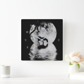 ファンタジー満月と馬の国 スクエア壁時計 (ホーム)