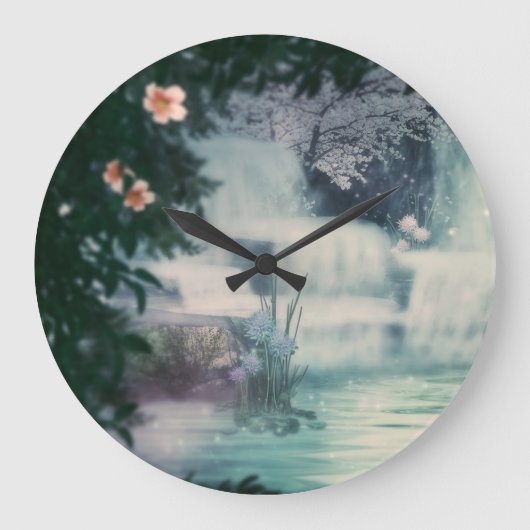 ファンタジー滝カスケード ラージ壁時計 (正面)