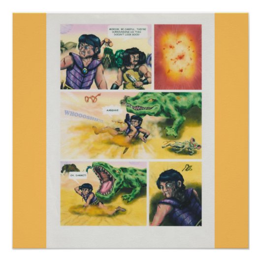 ファンタジー漫画戦士reptilianモンスターと戦う ポスター (正面)