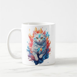 ファンタジー火とアイスキャット コーヒーマグカップ