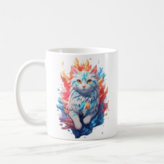 ファンタジー火とアイスキャット コーヒーマグカップ (左)