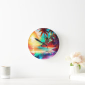 ファンタジー熱帯島 ラウンド壁時計 (ホーム)
