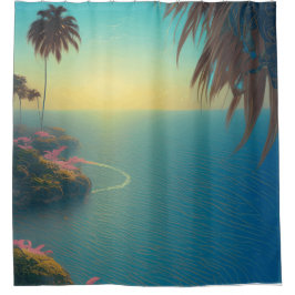 ファンタジー熱帯海湖 シャワーカーテン