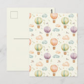 ファンタジー熱気球パターン水カラーデザイン ポストカード (正面/裏面)