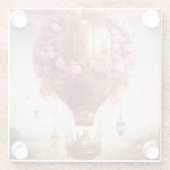 ファンタジー熱気球ピンク金ゴールド ガラスコースター (裏面)