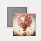 ファンタジー熱気球ピンク金ゴールド マグネット (正面/裏面)