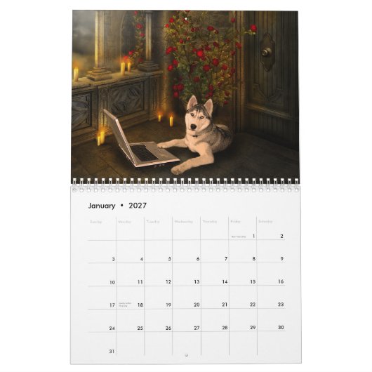 ファンタジー犬のカレンダー カレンダー (1月 2027)