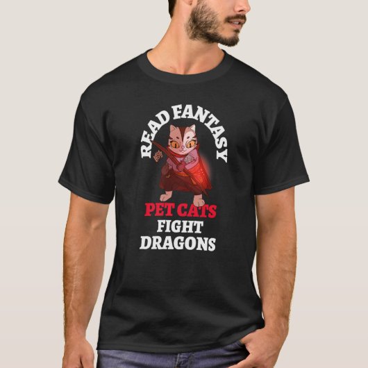 ファンタジー猫とドラゴンズ本格魔法ファンタジーR Tシャツ (正面)