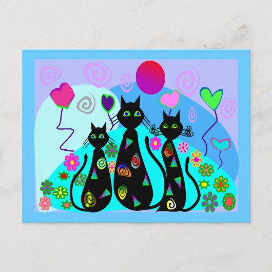 「ファンタジー猫の夏」 ポストカード (正面)