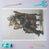 ファンタジー猫インレザーピーコックデコップページ 薄葉紙 (クラフト)