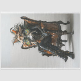 ファンタジー猫インレザーピーコックデコップページ 薄葉紙