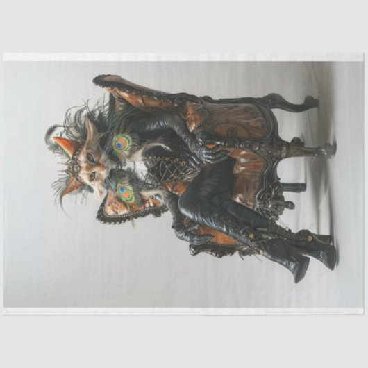 ファンタジー猫インレザーピーコックデコップページ 薄葉紙 (正面)