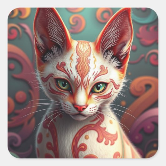 ファンタジー猫シール スクエアシール (正面)
