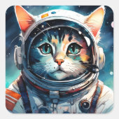ファンタジー猫宇宙飛行士 スクエアシール (正面)