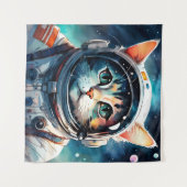 ファンタジー猫宇宙飛行士 タペストリー (正面(横))