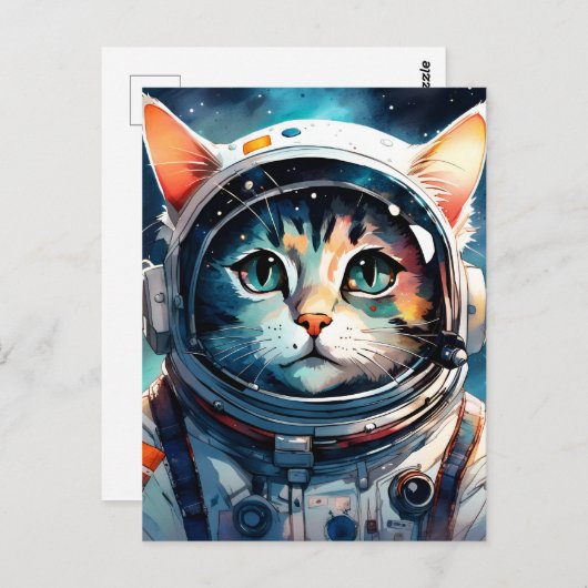 ファンタジー猫宇宙飛行士 ポストカード (正面/裏面)