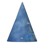 ファンタジー白い頭の鹿の〔雄ジカの〕枝角ブルーバラ パーティーハット (左)