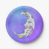 ファンタジー白三日月の抽象芸術ファンシーマーキング ペーパープレート (正面)