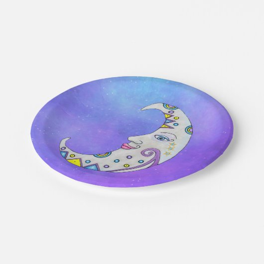 ファンタジー白三日月の抽象芸術ファンシーマーキング ペーパープレート (アングル)