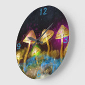 ファンタジー白熱［赤熱］光を放つキノコ ラージ壁時計 (傾斜)