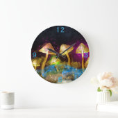 ファンタジー白熱［赤熱］光を放つキノコ ラージ壁時計 (ホーム)