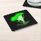 ファンタジー白熱［赤熱］光を放つシャントレグリーン ペーパーコースター (アングル)