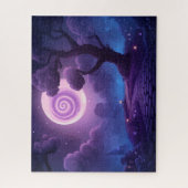 ファンタジー白熱［赤熱］光を放つ月が魔法の道を越える ジグソーパズル (縦)