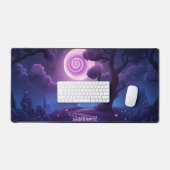 ファンタジー白熱［赤熱］光を放つ月が魔法の道を越える デスクマット (キーボード&マウス)