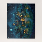 ファンタジー白熱［赤熱］光を放つ村（温かい提灯） ジグソーパズル (縦)