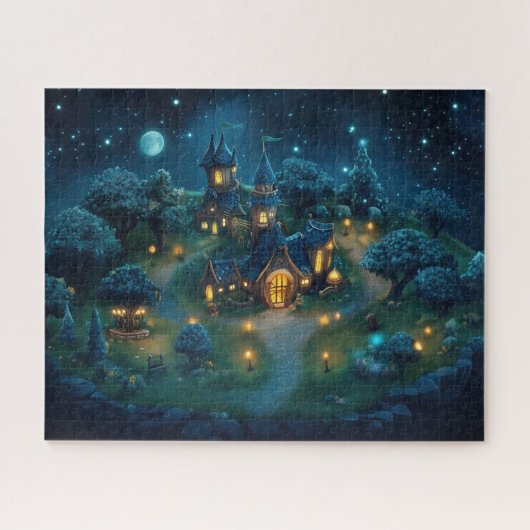 ファンタジー白熱［赤熱］光を放つ村（温かい提灯） ジグソーパズル (横)