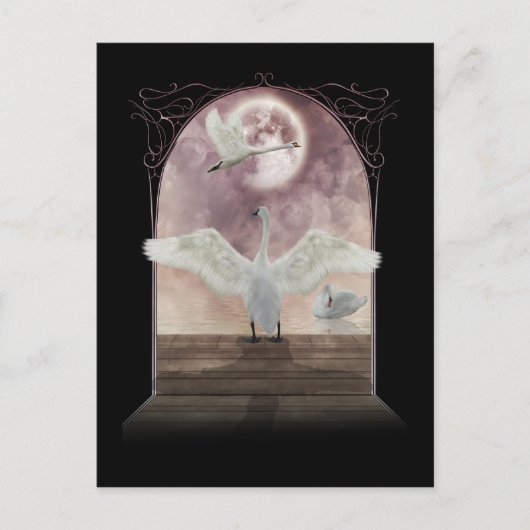 ファンタジー白鳥はがきアート ポストカード (正面)