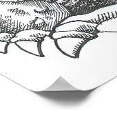 ファンタジー白黒スケッチ竜 ポスター (角)