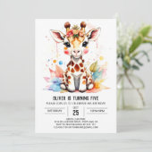 ファンタジー的なキリンサファリ誕生日 招待状 (スタンド正面)
