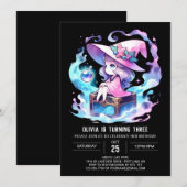 ファンタジー神秘的なウィザード誕生日 招待状 (正面/裏面)