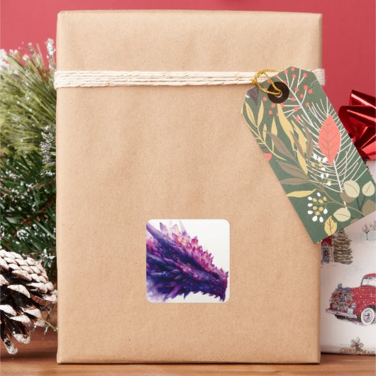 ファンタジー神秘的アメジストクリスタルドラゴンビースト スクエアシール (クリスマス)