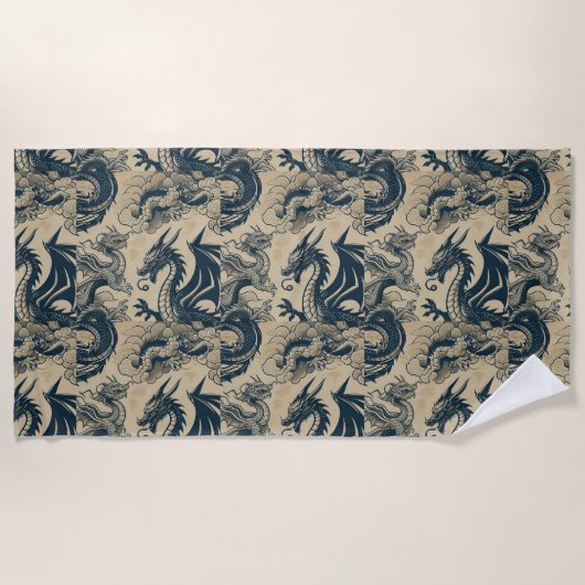 ファンタジー竜 ビーチタオル (正面)