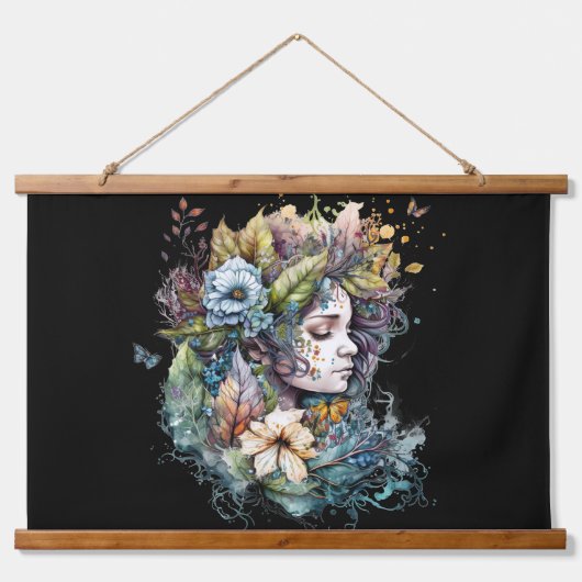 ファンタジー童話の女性 吊り下げ型タペストリー (正面)