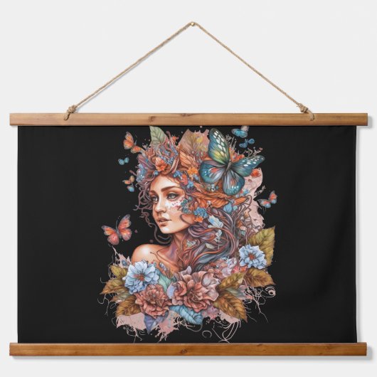 ファンタジー童話の女性 吊り下げ型タペストリー (正面2)