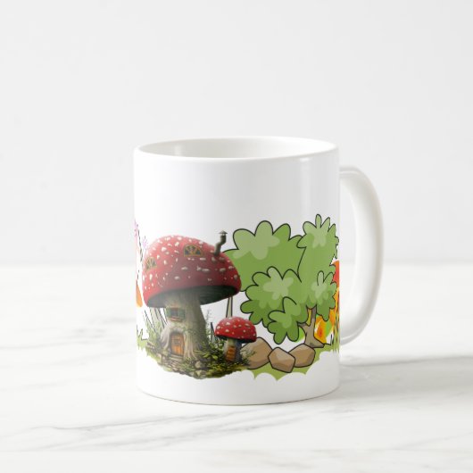 ファンタジー紫の妖精と魔法のキノコ コーヒーマグカップ (正面右)